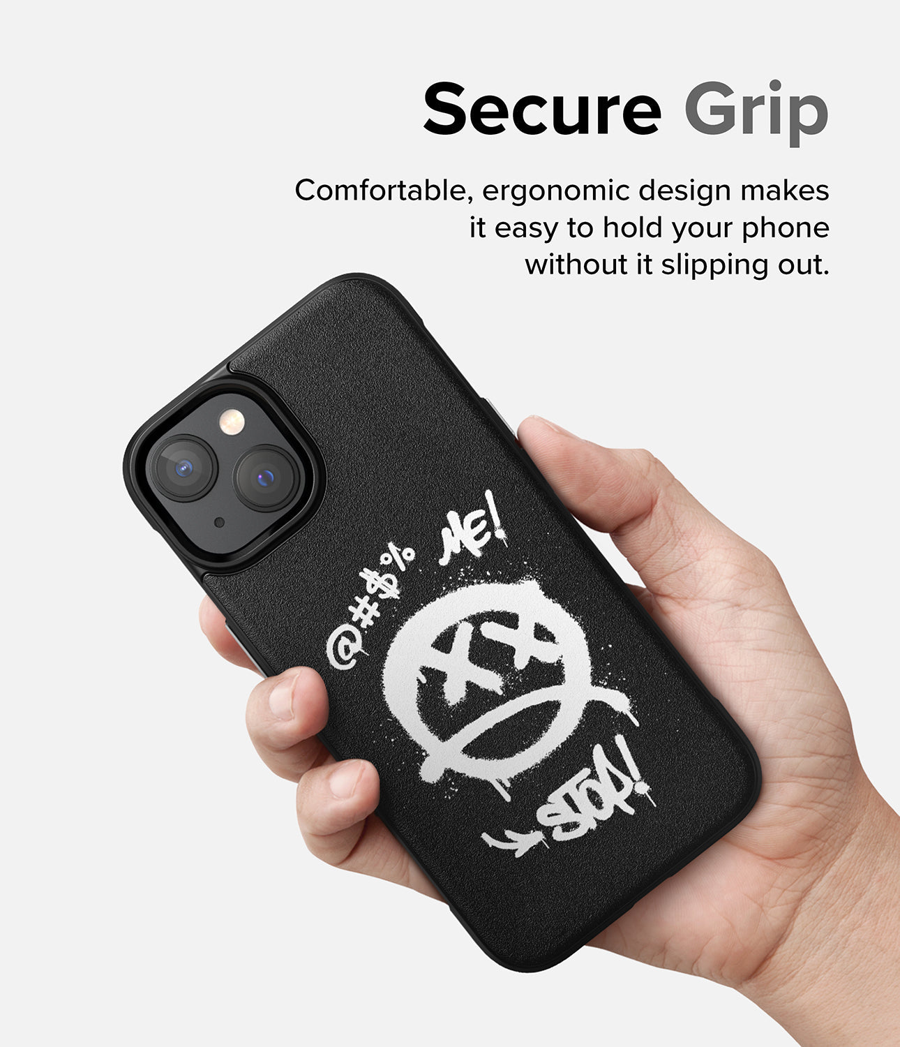 iPhone 14 Case | Onyx Design - Graffiti - Secure Grip. Comfortable, ergonomic design makes it easy to hold your phone without it slipping out.
