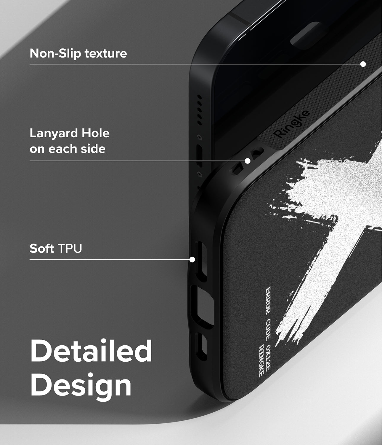 iPhone 14 Case | Onyx Design - X - Detailed Design. Non-Slip texture. Lanyard Hole on each side. Soft TPU.