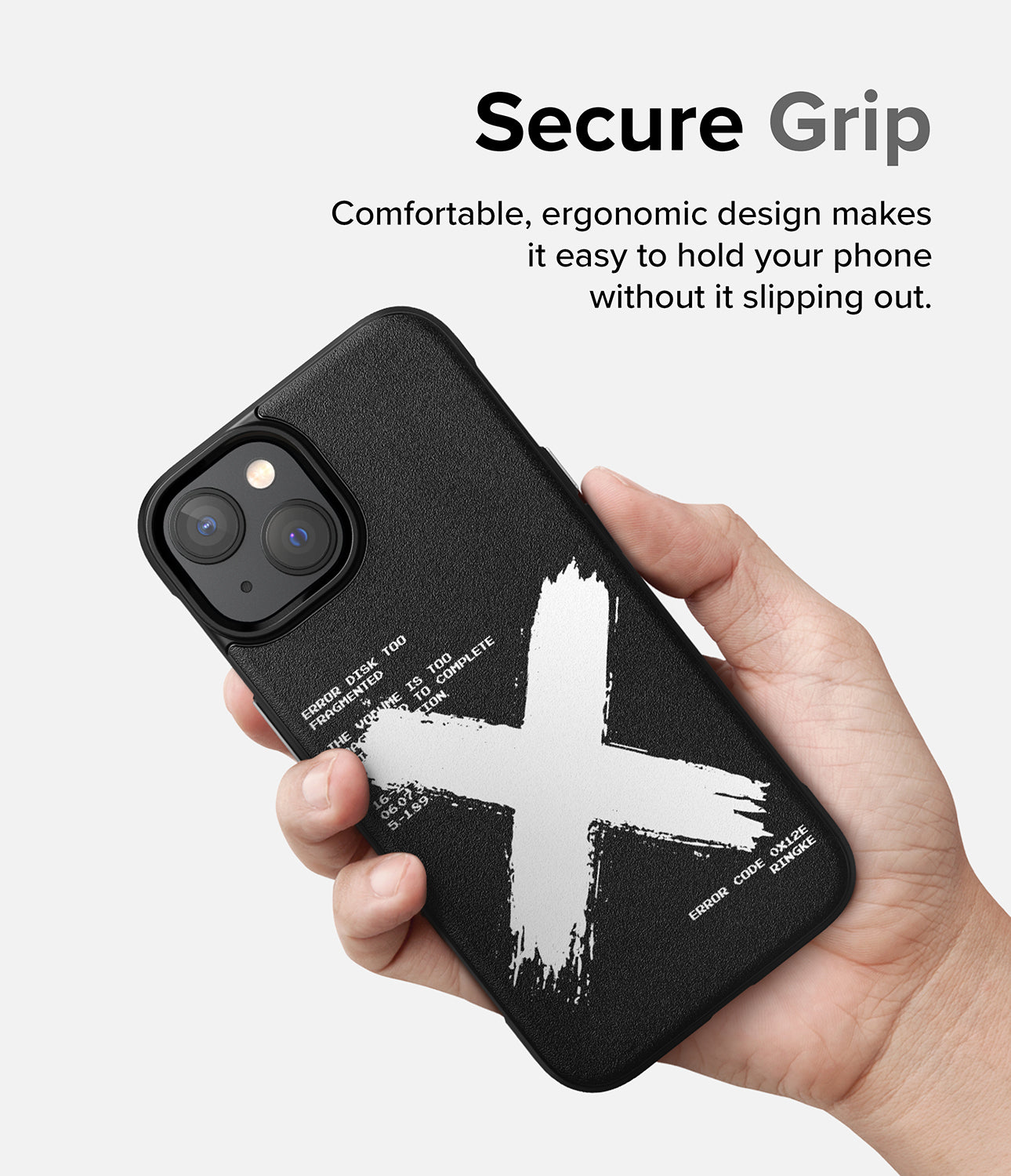 iPhone 14 Case | Onyx Design - X - Secure Grip. Comfortable, ergonomic design makes it easy to hold your phone without it slipping out.