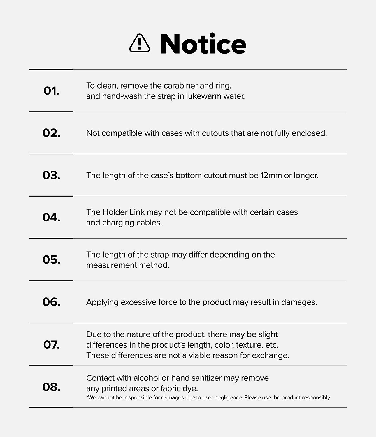 Holder Link Puffer | Finger - Notice or warning label with text instructions on a white background