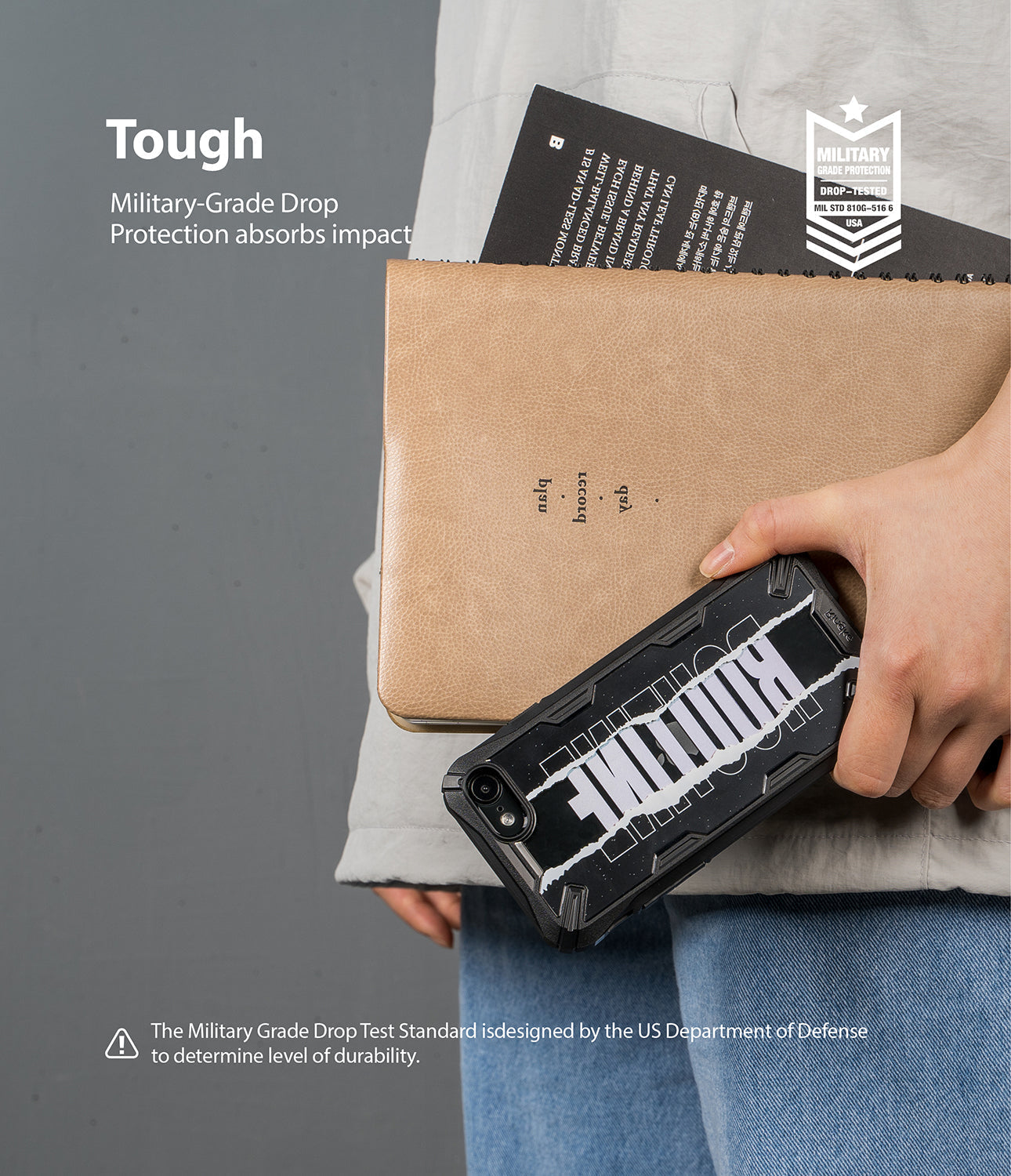 military-grade drop protection absorbs impact