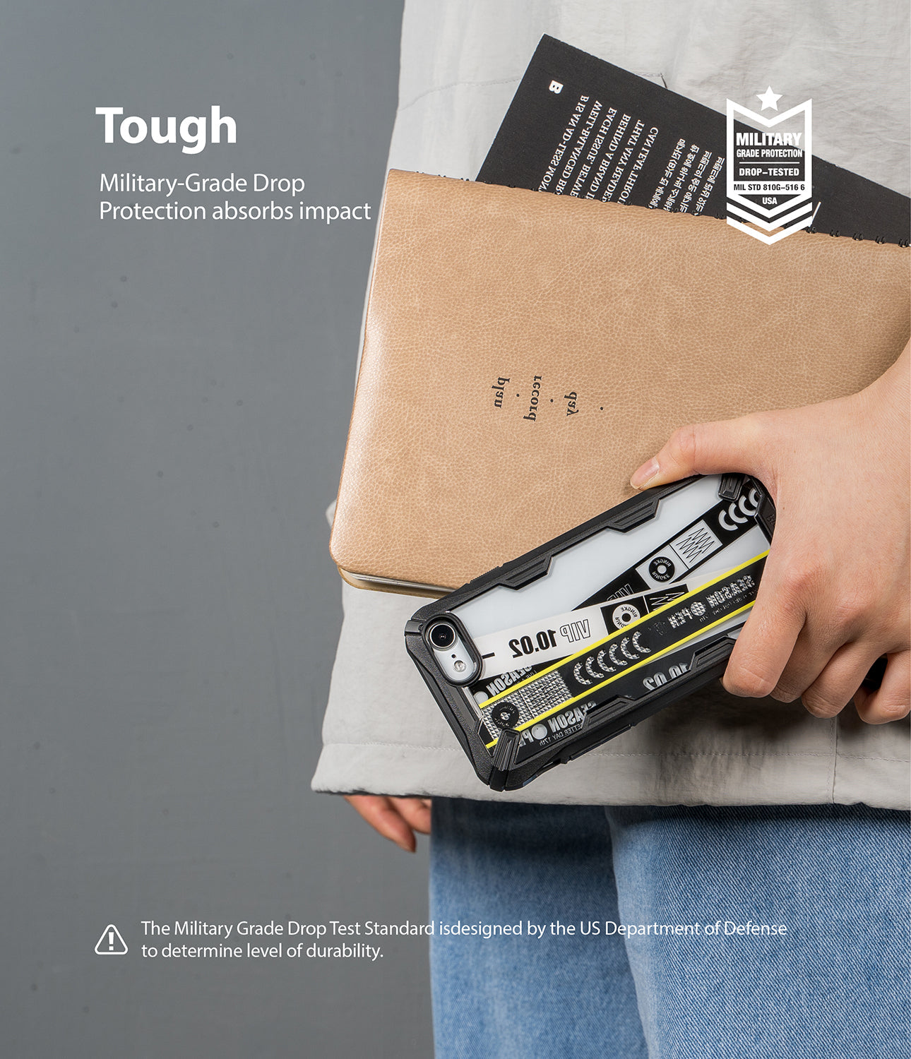 military-grade drop protection absorbs impact