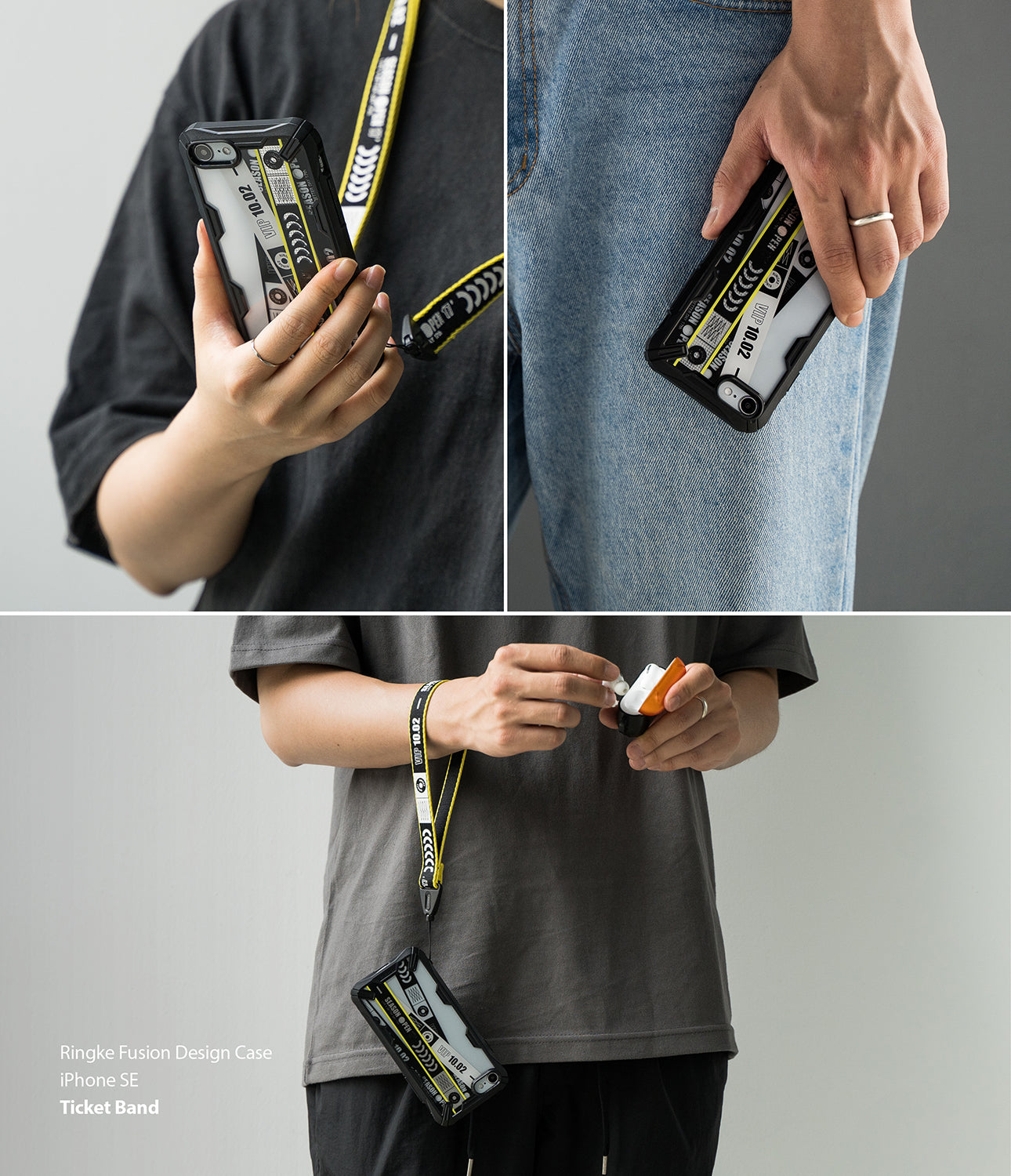 apple iphone se 2020 case, iphone 8 case, ringke fusion-x design - 01. ticket band