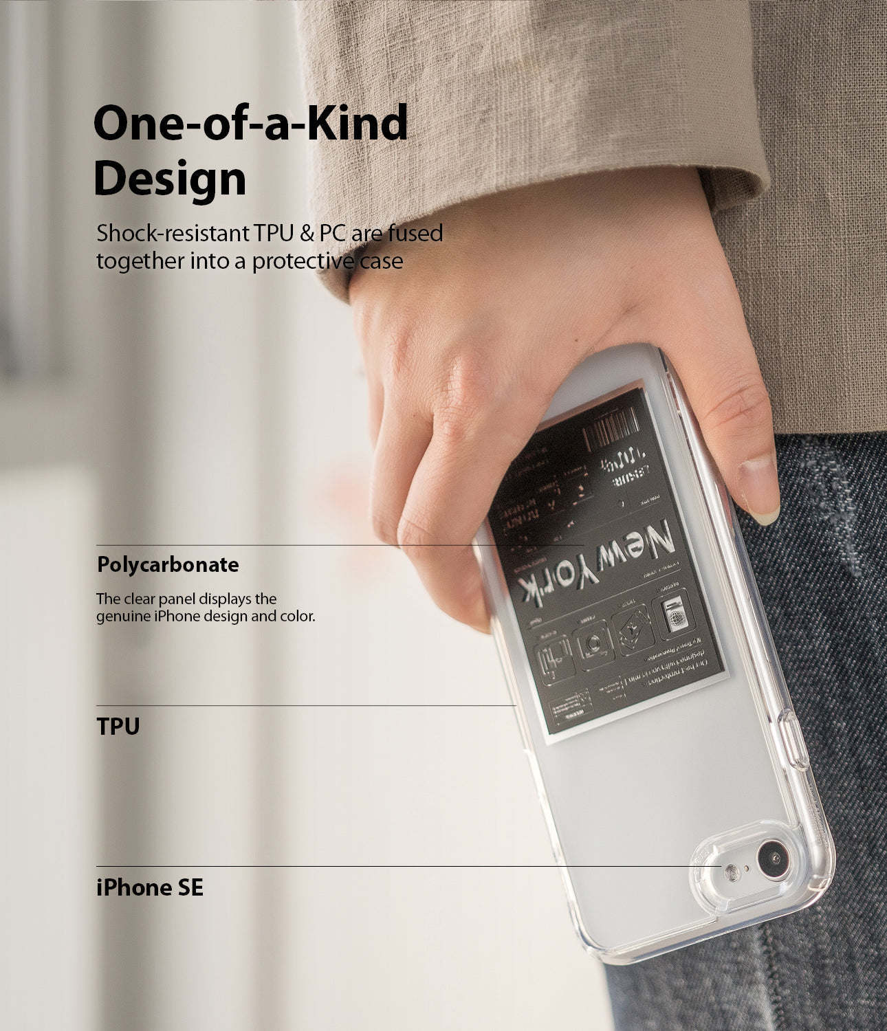 shock resistant TPU and PC are fused together into a protective case