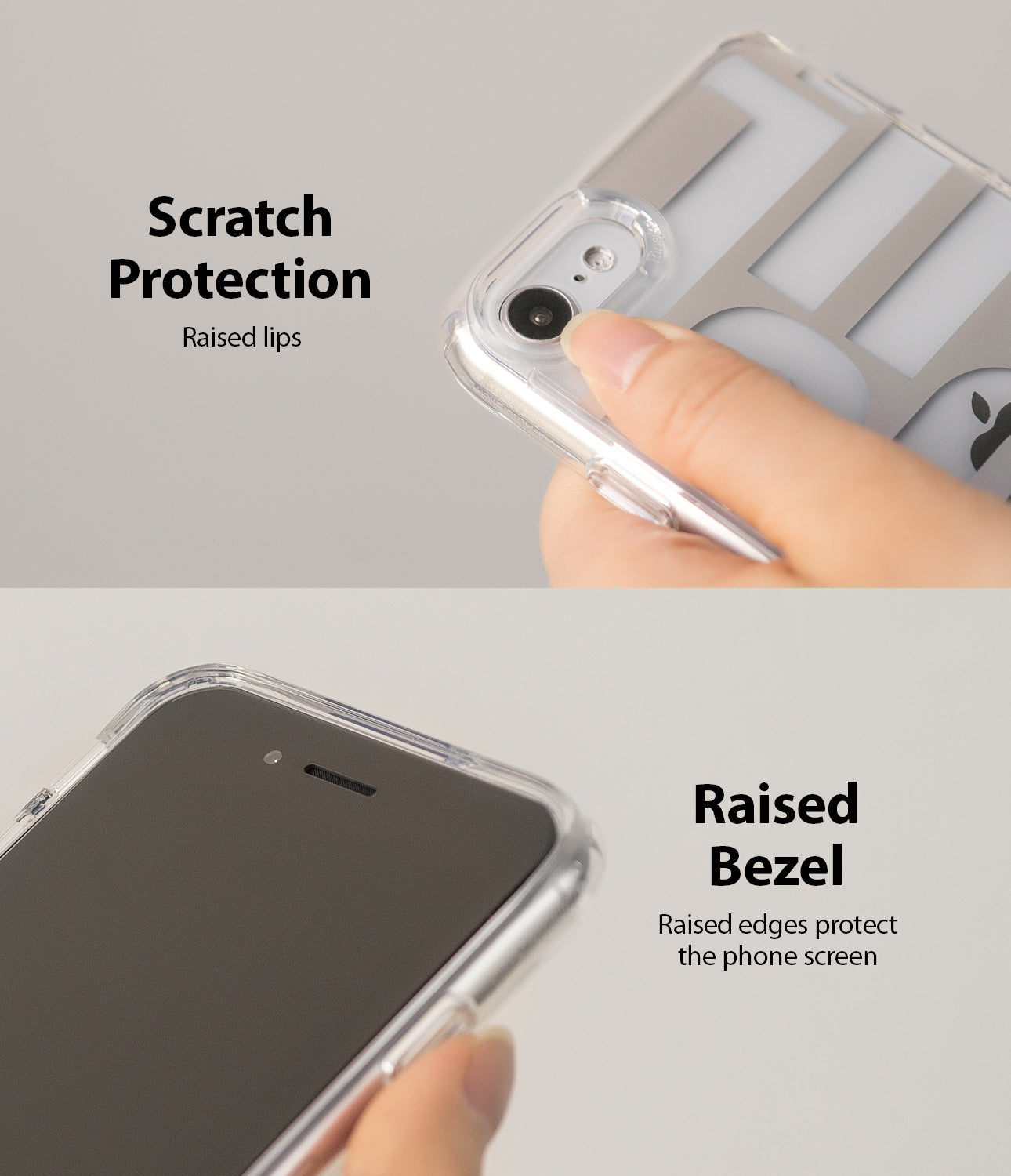 scratch protection raised lips with raised bezel and edges prtoect the phone screen