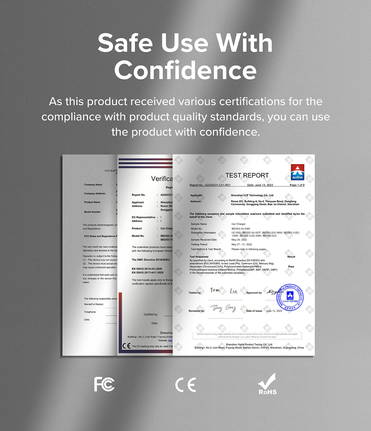 Ringke 3-Port Car Fast Charger - Safe Use with Confidence. As this product received various certifications for the compliance with product quality standards, you can use the product with confidence.