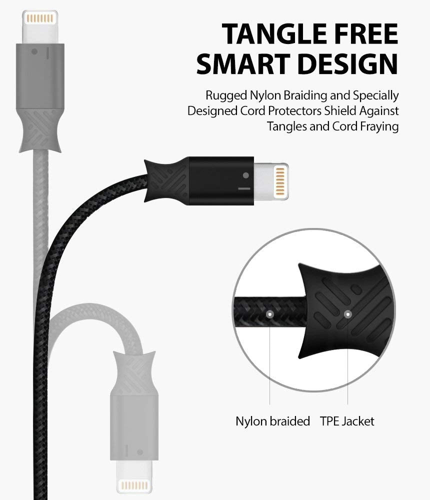 ringke smart fish charging cable lightning 2 set black gray