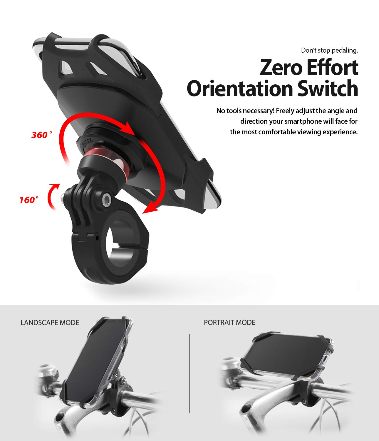 ringke spider grip bike mount with secure elastic bands - switch orientation effortlessly