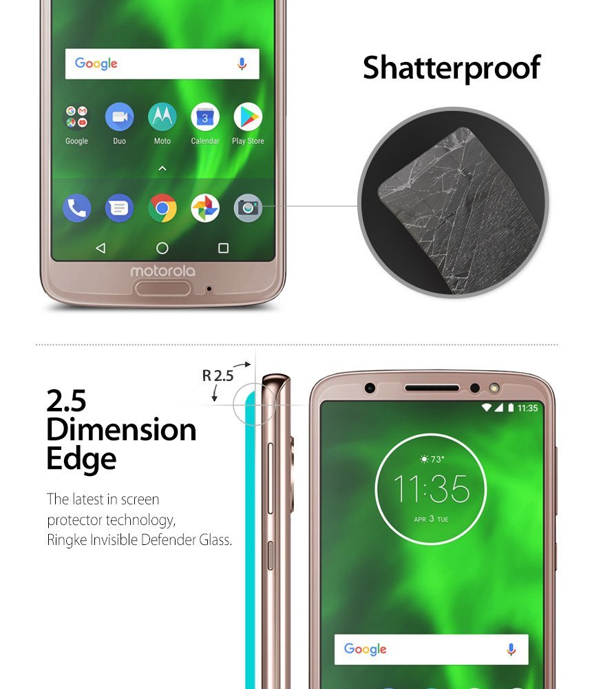 moto g6 invisible defender tempered glass screen protector