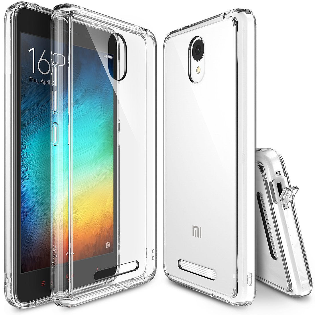 Redmi Note 2 Case | Fusion - Clear protective phone case shown from front, back, and side angles on a Redmi Note 2.