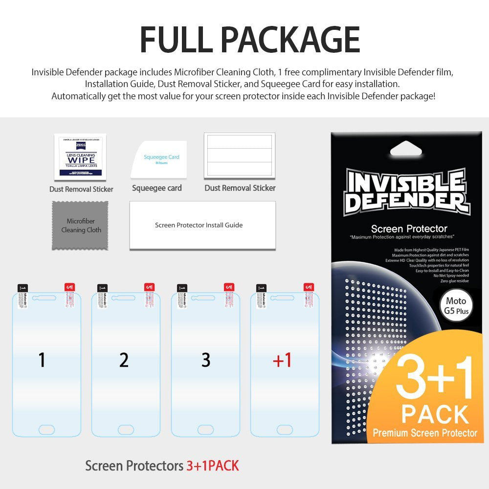 motorola moto g5 plus ringke invisible defender 4 pack hd clearness screen protector