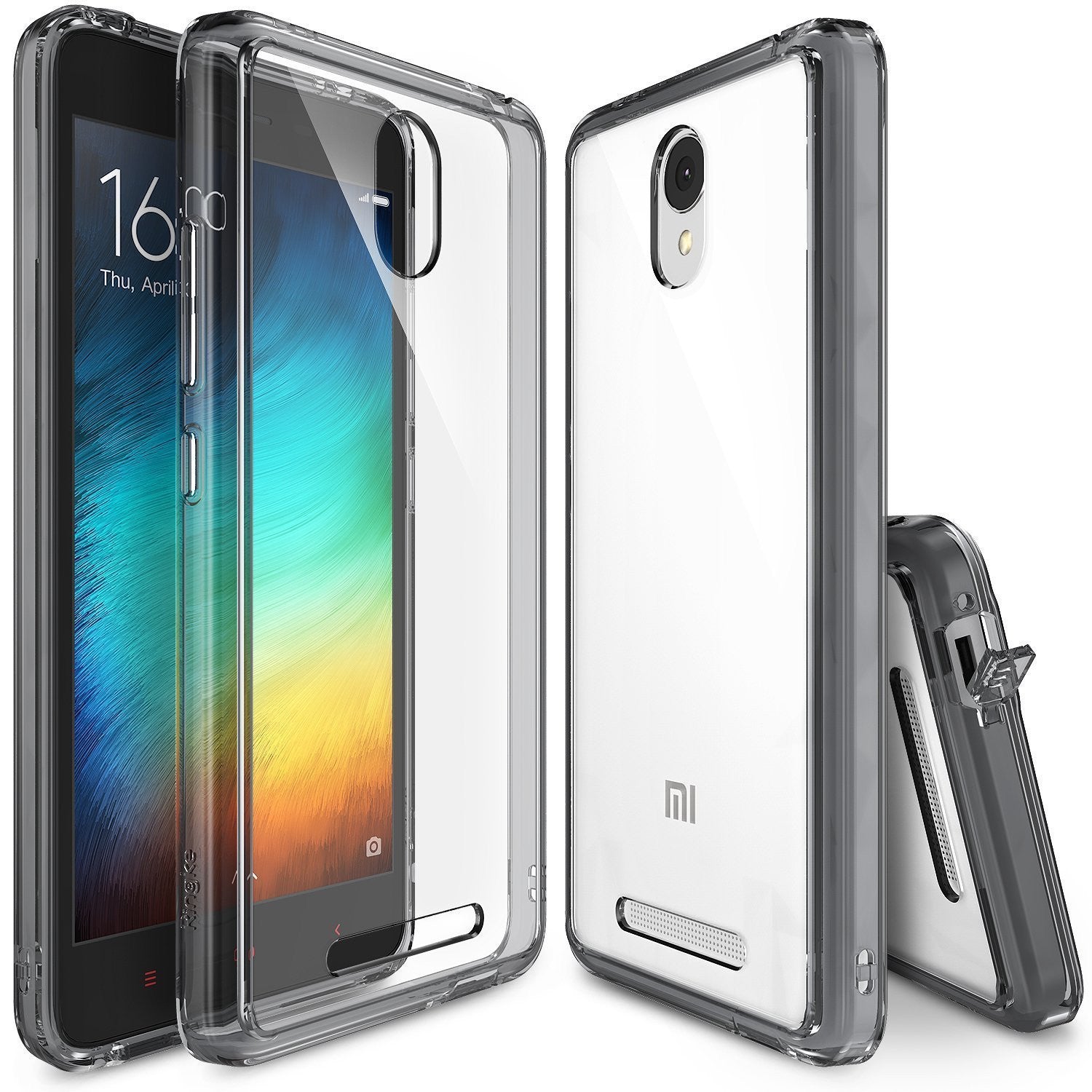 Redmi Note 2 Case | Fusion - Clear protective phone case shown from front, back, and side angles on a Redmi Note 2.