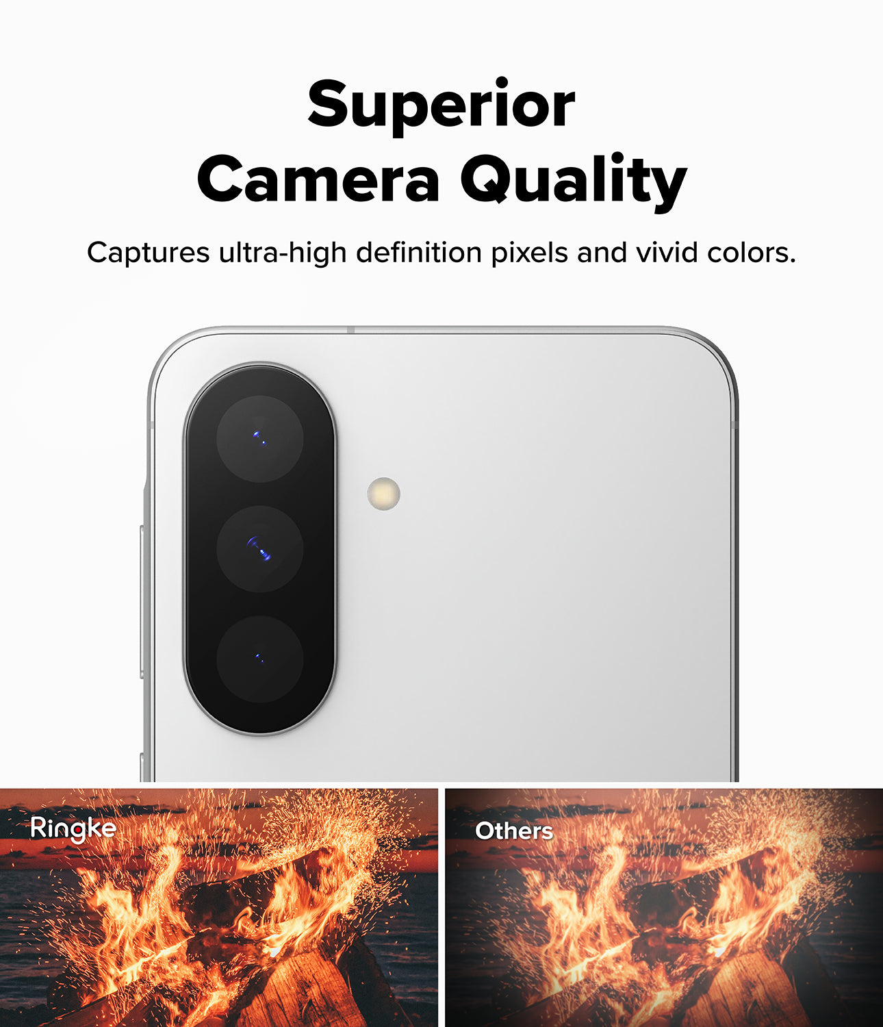 Galaxy A37 / A57 5G | Camera Glass 2P - Comparison of clear Ringke camera lens quality versus blurry, hazy competitor.