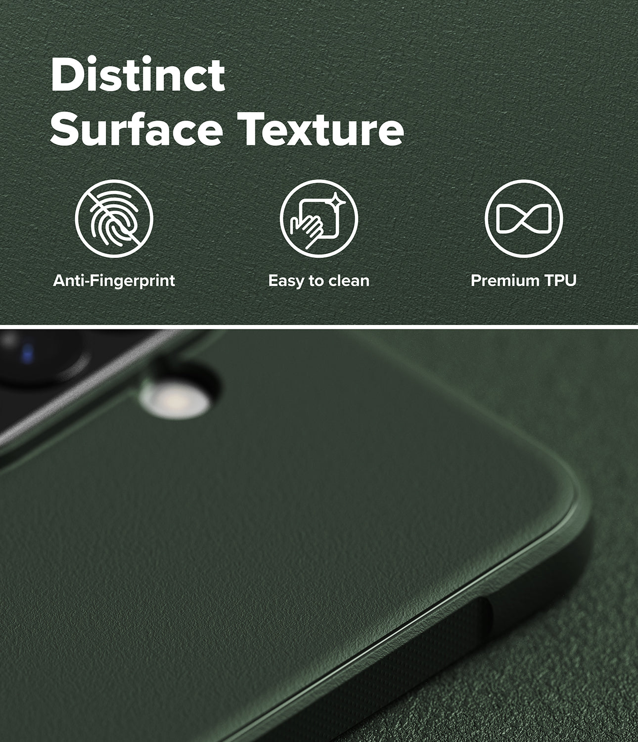 Galaxy A57 5G Case | Onyx - Dark green phone case with textured surface, anti-fingerprint, easy-clean, and premium TPU icons.
