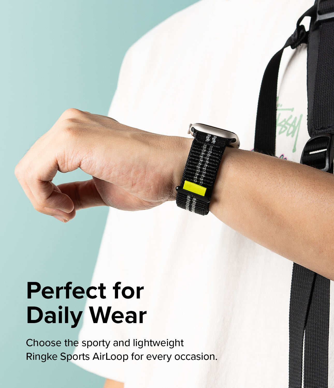 Apple Watch 41mm / 40mm / 38mm | Sports Air Loop Watch Band Black, Cream, White - Cooling sports watchband with the hook and loop fastener