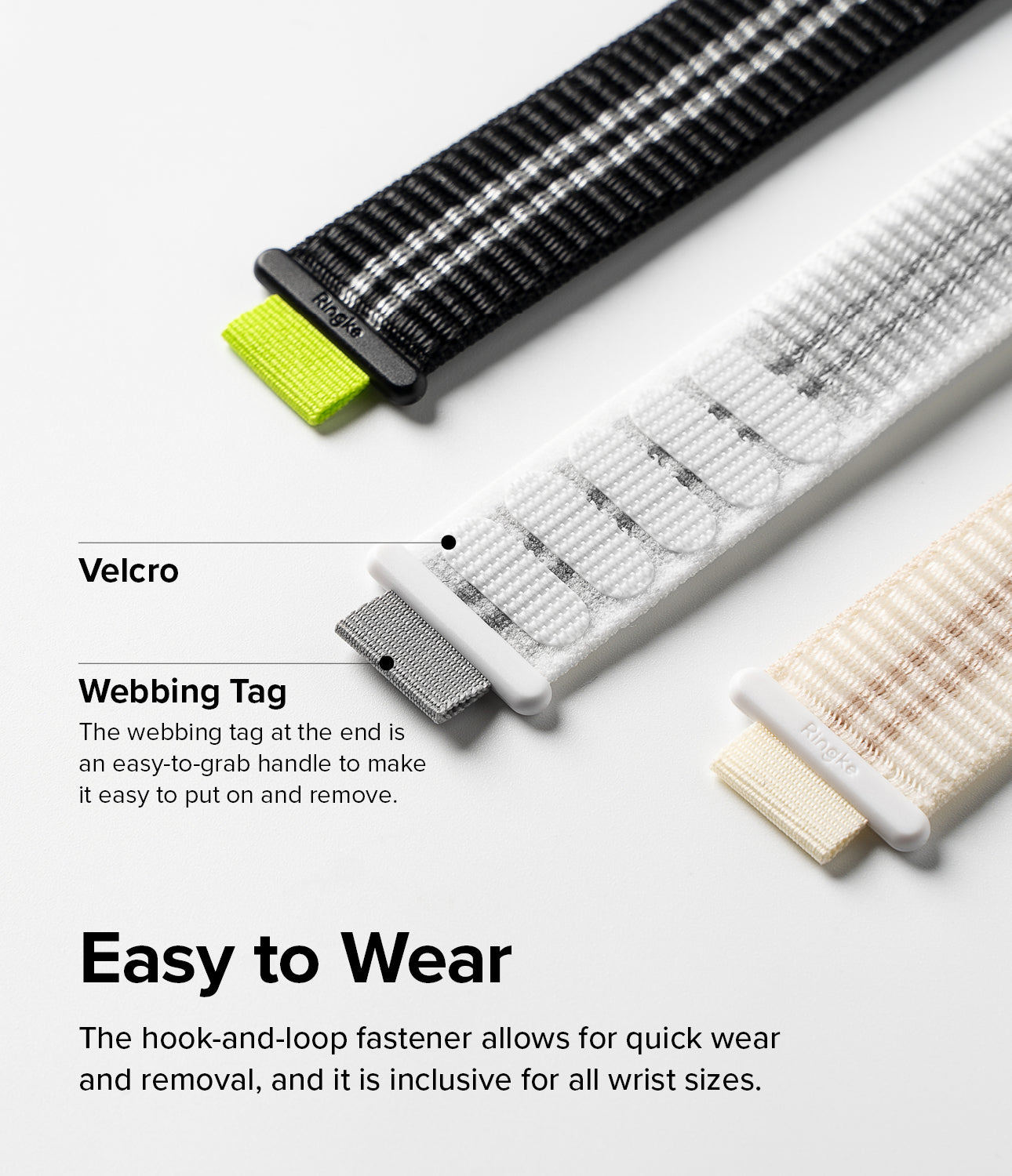 Apple Watch 41mm / 40mm / 38mm | Sports Air Loop Watch Band Black, Cream, White - Cooling sports watchband with the hook and loop fastener