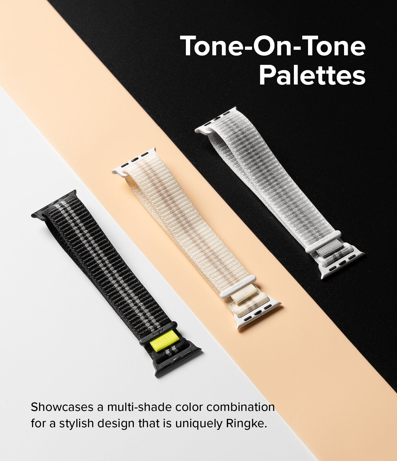 Apple Watch 41mm / 40mm / 38mm | Sports Air Loop Watch Band Black, Cream, White - Cooling sports watchband with the hook and loop fastener