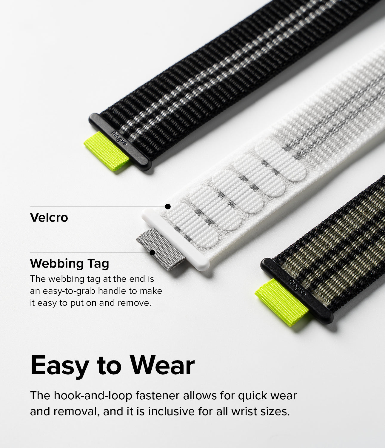 Apple Watch 49mm / 45mm / 44mm / 42mm | Sports Air Loop Watch Band Black, Olive, White - Cooling sports watchband with the hook and loop fastener