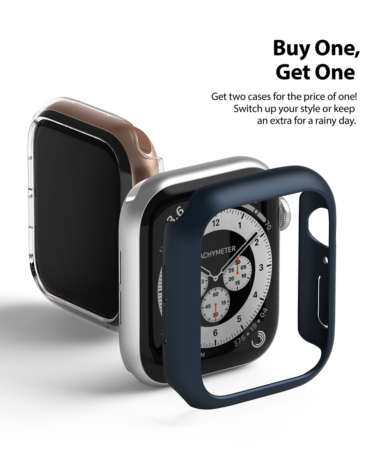 Apple Watch Series 6 / 5 / 4 / SE (44mm) Case | Slim (2 Pack) - Apple Watch Series 6 / 5 / 4 / SE (44mm) Case | Slim (2 Pack) - Two slim protective cases for Apple Watch in navy and clear.