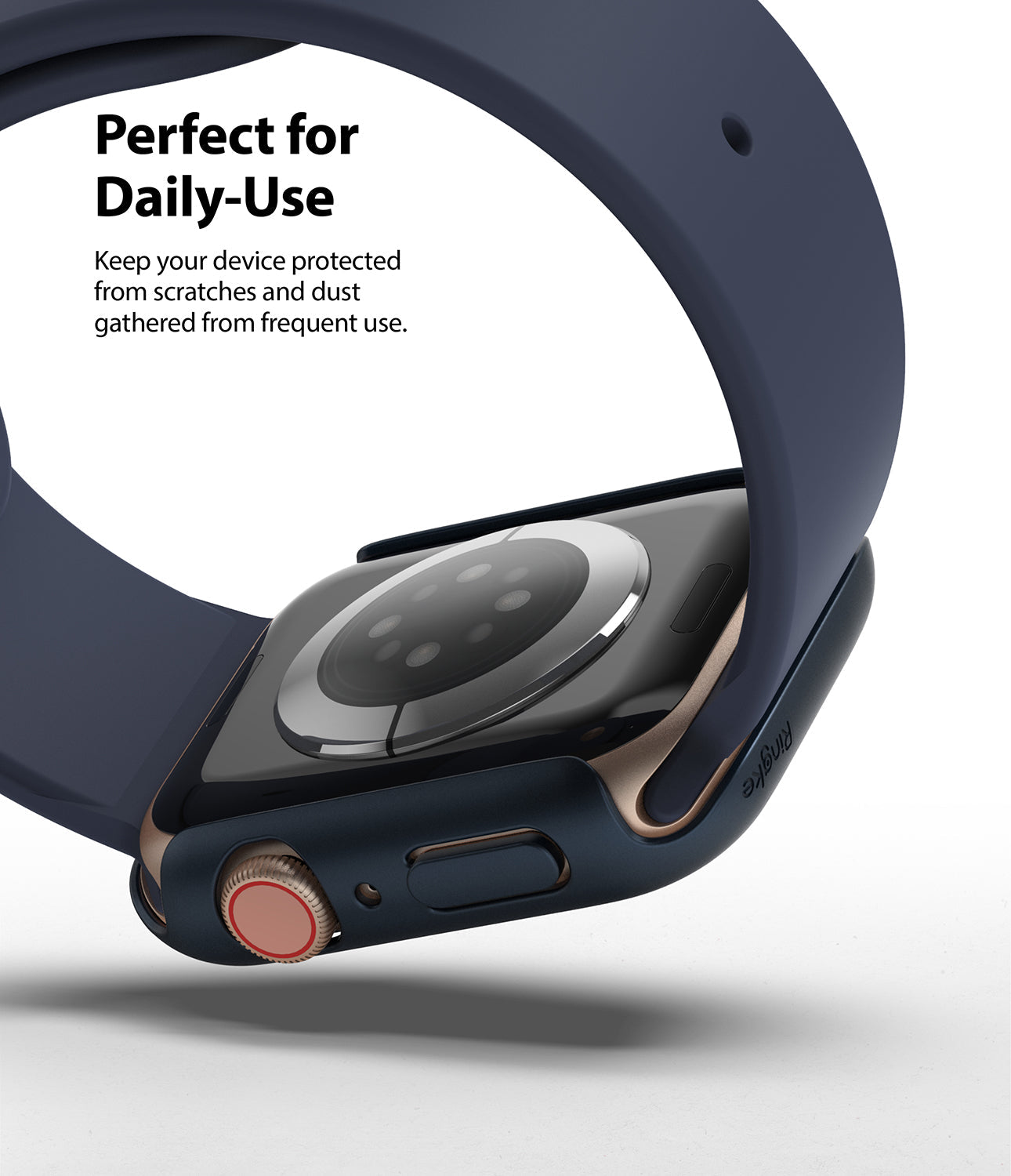 Apple Watch Series 6 / 5 / 4 / SE (44mm) Case | Slim (2 Pack) - Apple Watch Series 6 / 5 / 4 / SE (44mm) Case | Slim (2 Pack) - Navy blue protective case on a gold Apple Watch.