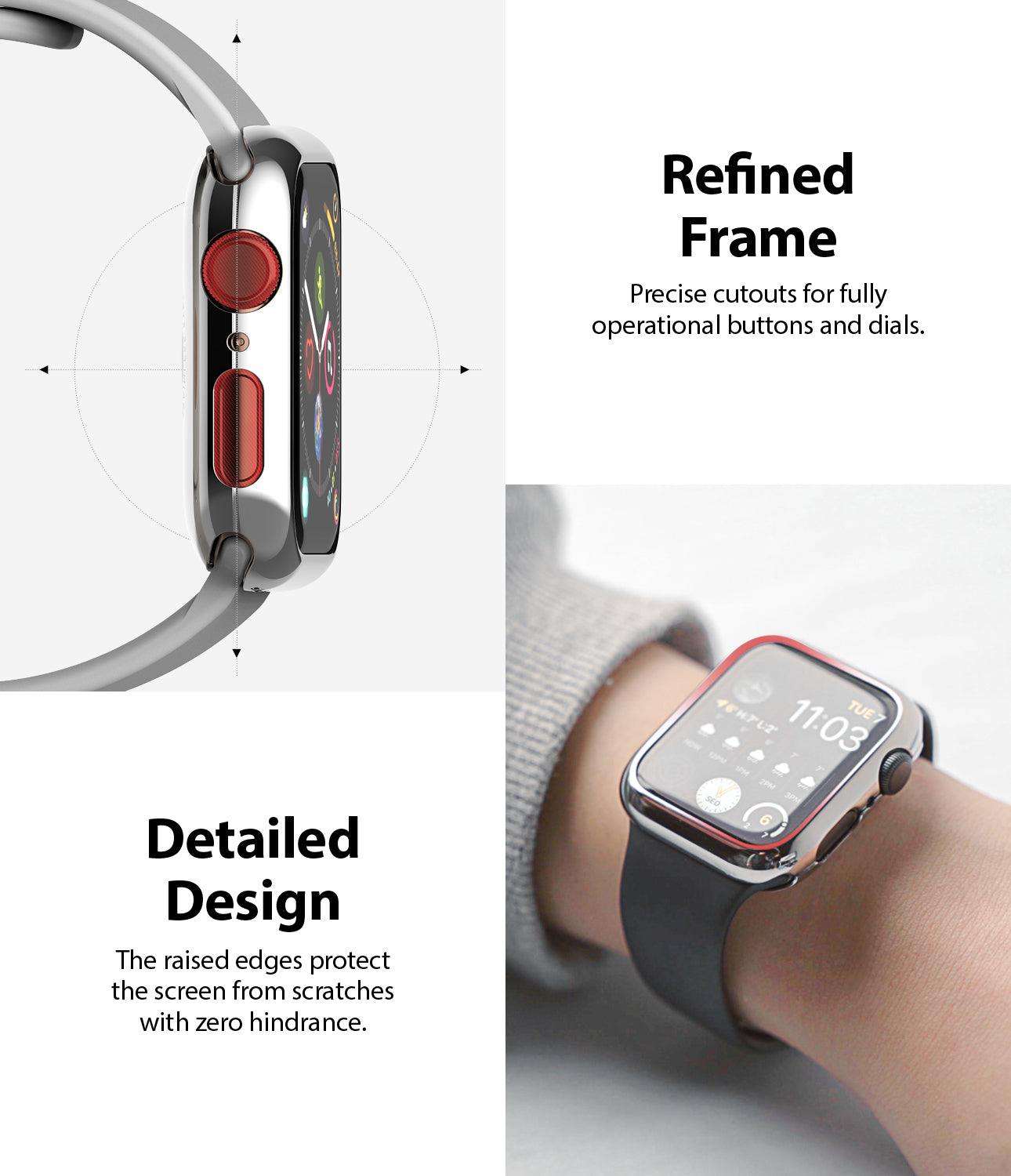 refined frame with precise cutouts / detailed design with raised edge