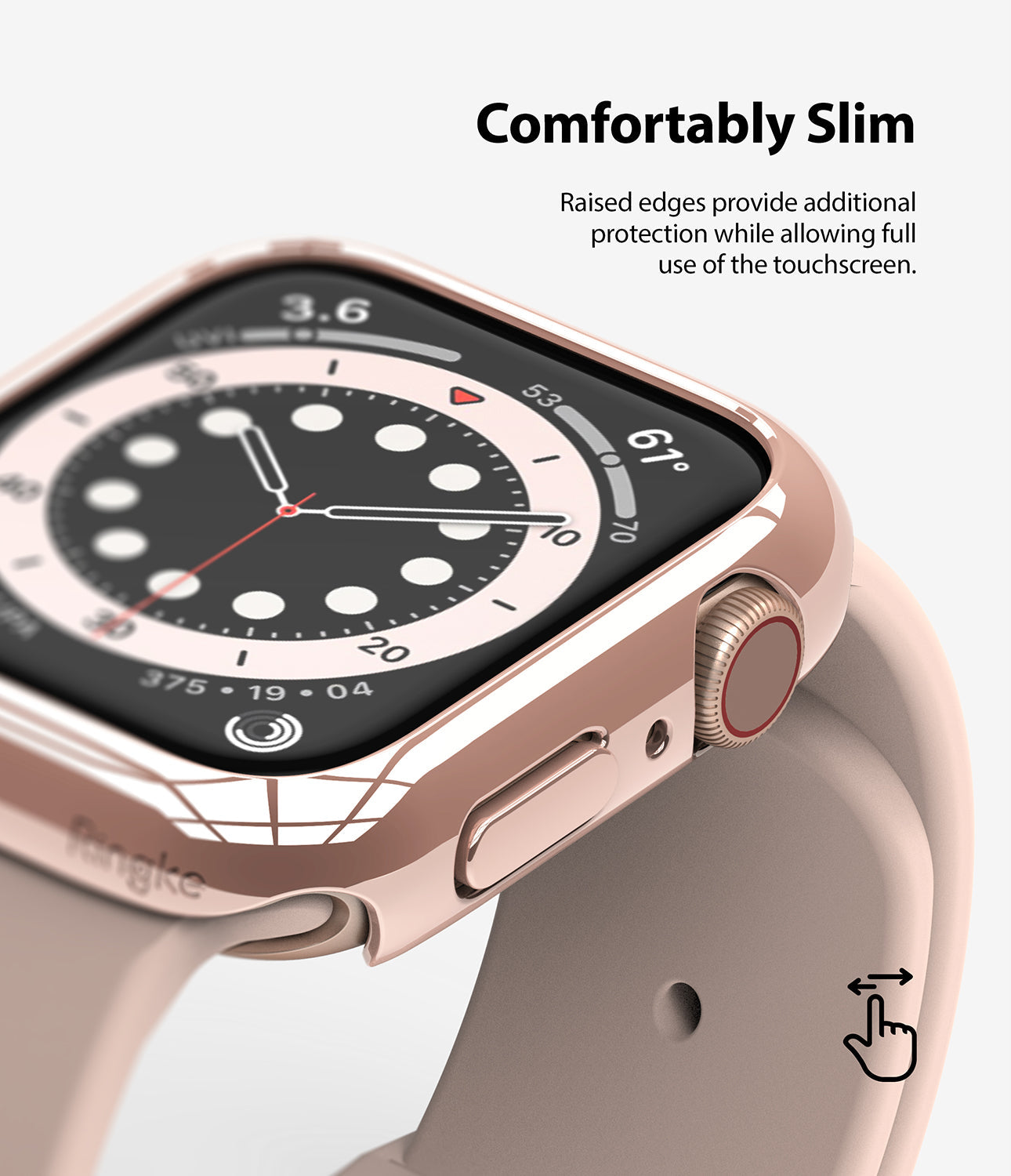 Apple Watch Series 6 / 5 / 4 / SE (44mm) Case | Slim (2 Pack) - Apple Watch Series 6 / 5 / 4 / SE (44mm) Case | Slim (2 Pack) - Rose gold slim protective case on an Apple Watch.