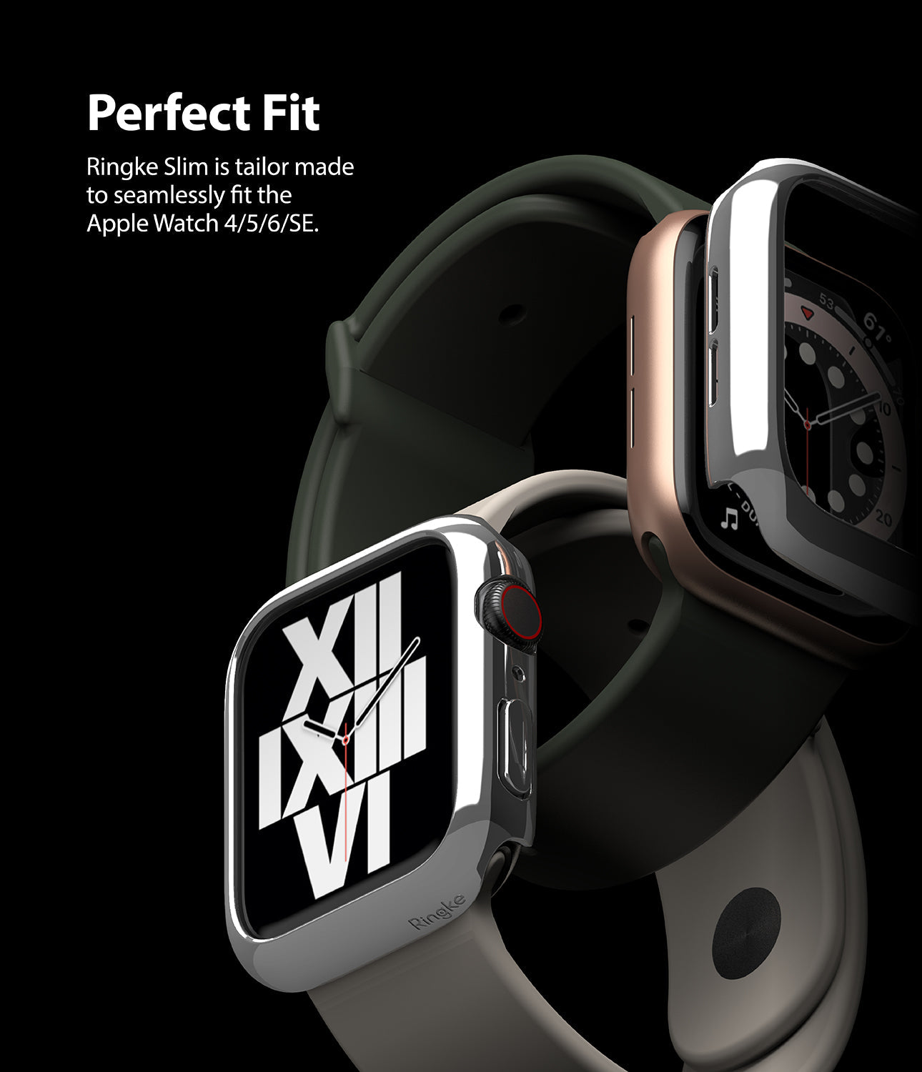 Apple Watch Series 6 / 5 / 4 / SE (44mm) Case | Slim (2 Pack) - Apple Watch Series 6 / 5 / 4 / SE (44mm) Case | Slim (2 Pack) - Two Apple Watches with slim protective cases attached.