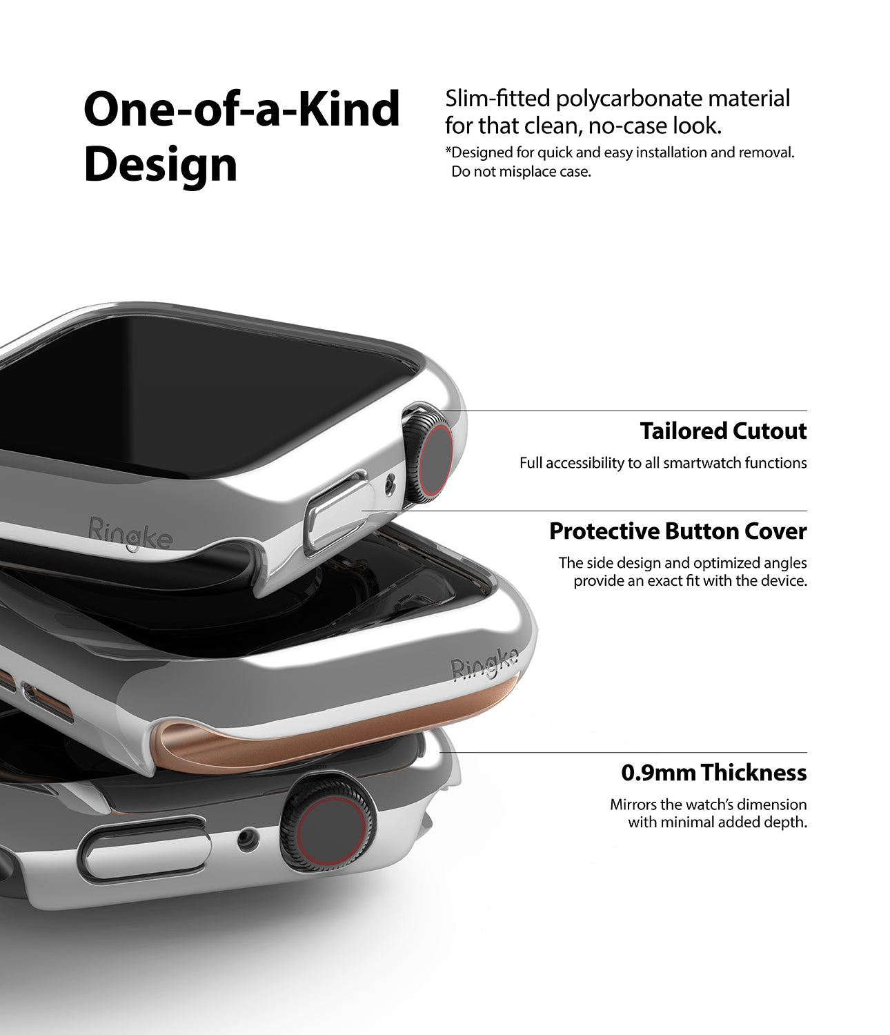 Apple Watch Series 6 / 5 / 4 / SE (44mm) Case | Slim (2 Pack) - Apple Watch Series 6 / 5 / 4 / SE (44mm) Case - Stacked clear protective cases highlighting cutouts and slim design.