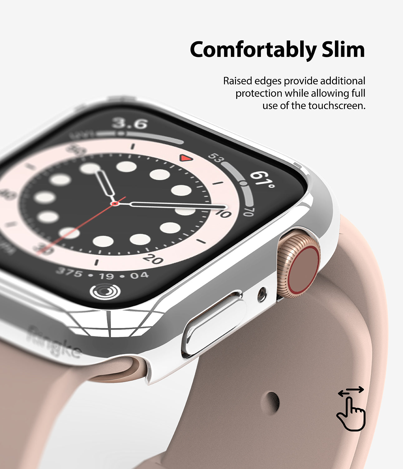 Apple Watch Series 6 / 5 / 4 / SE (44mm) Case | Slim (2 Pack) - Apple Watch Series 6 / 5 / 4 / SE (44mm) Case | Slim (2 Pack) - Clear protective case on an Apple Watch with pink band.