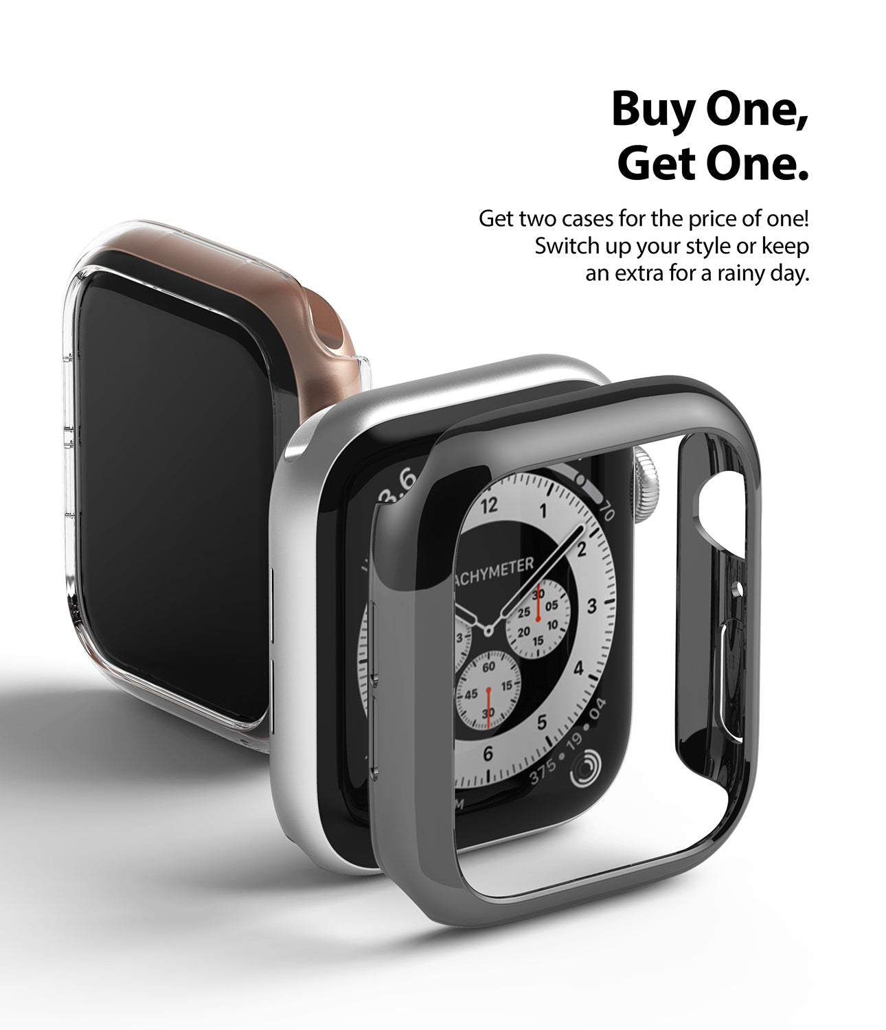 Apple Watch Series 6 / 5 / 4 / SE (44mm) Case | Slim (2 Pack) - Apple Watch Series 6 / 5 / 4 / SE (44mm) Case | Slim (2 Pack) - Two slim protective cases for Apple Watch on white.