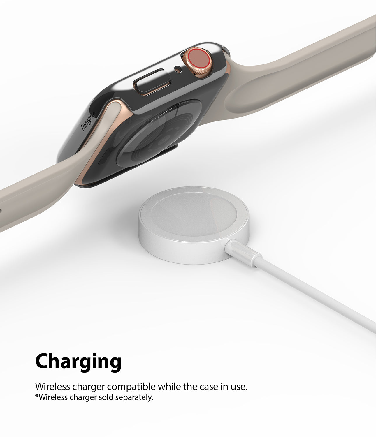 Apple Watch Series 6 / 5 / 4 / SE (44mm) Case | Slim (2 Pack) - Apple Watch Series 6 / 5 / 4 / SE (44mm) Case | Slim (2 Pack) - Apple Watch with slim case hovering over a wireless charger.