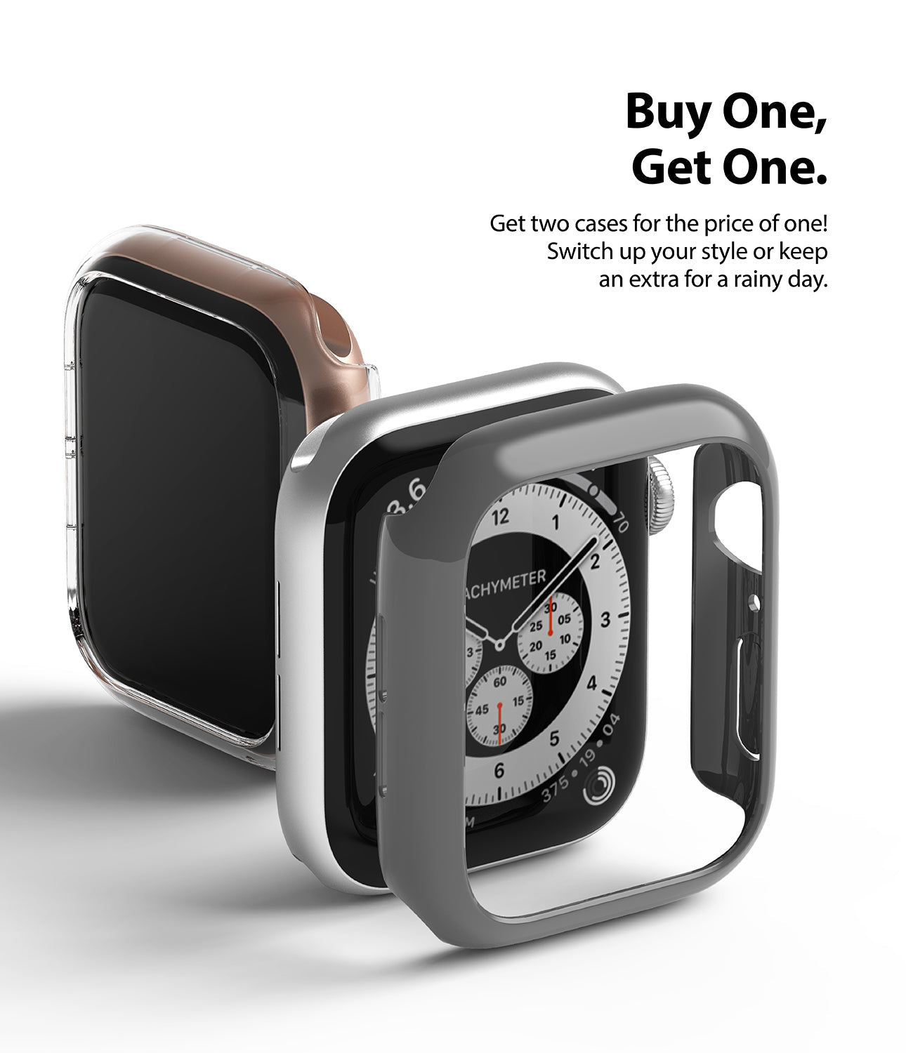 Apple Watch Series 6 / 5 / 4 / SE (44mm) Case | Slim (2 Pack) - Apple Watch Series 6 / 5 / 4 / SE (44mm) Case | Slim (2 Pack) - Two slim protective cases for Apple Watch on white.