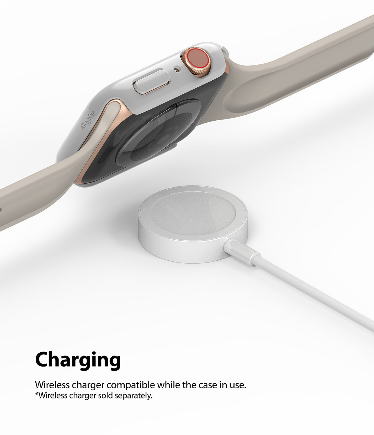 Apple Watch Series 6 / 5 / 4 / SE (44mm) Case | Slim (2 Pack) - Apple Watch Series 6 / 5 / 4 / SE (44mm) Case | Slim (2 Pack) - Apple Watch with slim case hovering above a wireless charger.