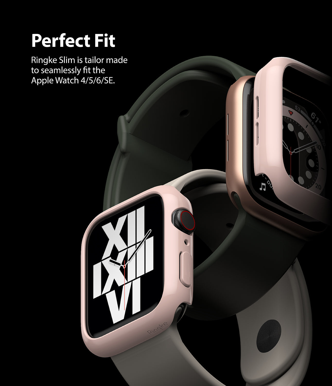 Apple Watch Series 6 / 5 / 4 / SE (44mm) Case | Slim (2 Pack) - Apple Watch Series 6 / 5 / 4 / SE (44mm) Case | Slim (2 Pack) - Two Apple Watches with slim pink protective cases.