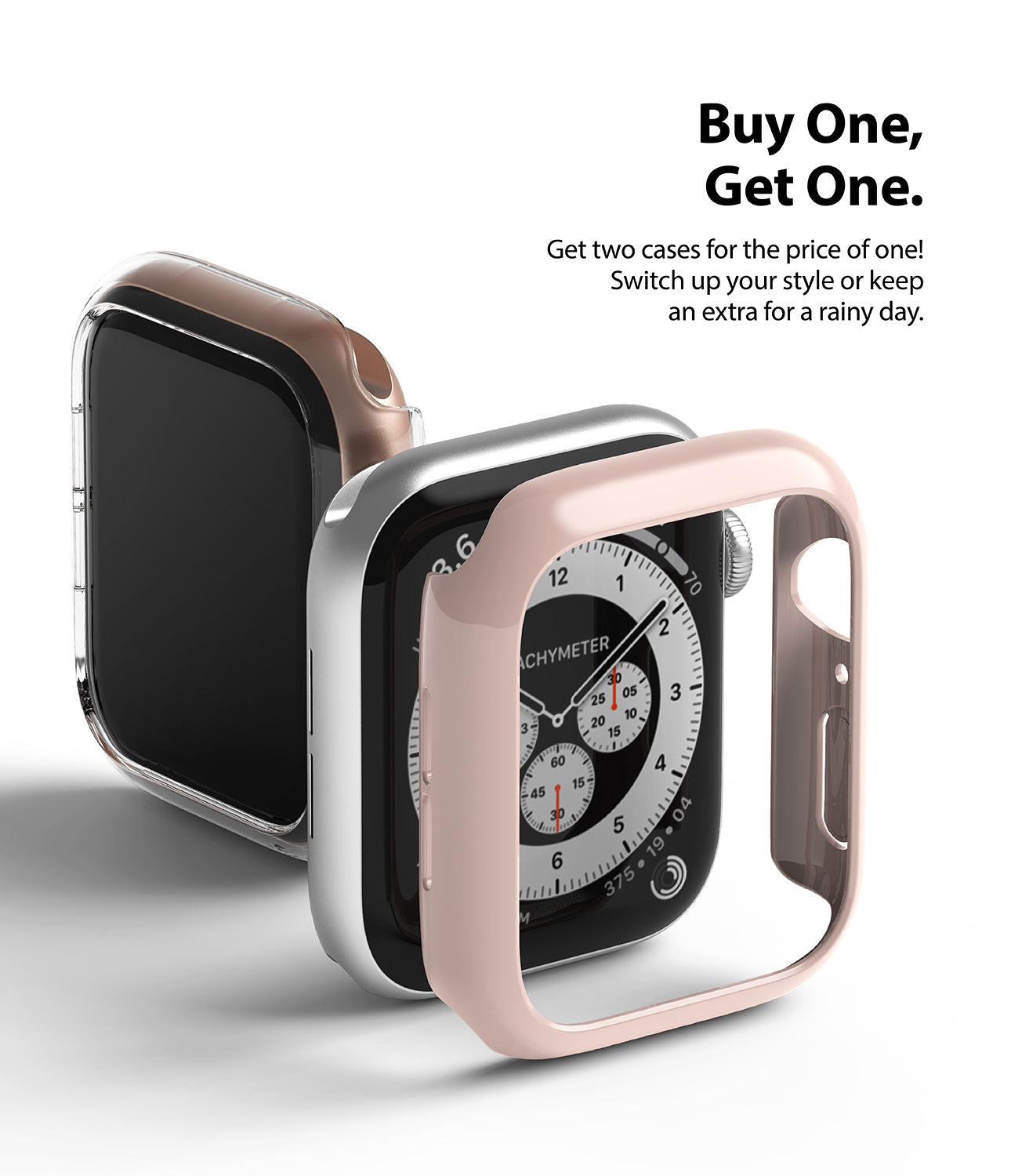 Apple Watch Series 6 / 5 / 4 / SE (44mm) Case | Slim (2 Pack) - Apple Watch Series 6 / 5 / 4 / SE (44mm) Case | Slim (2 Pack) - Two slim protective cases for Apple Watch in clear and pink.