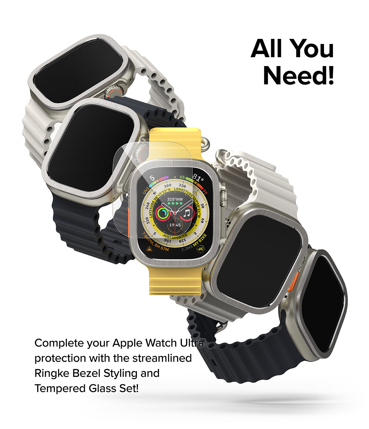 All You Need! Complete your Apple Watch Ultra protection with the streamlined Ringke Bezel Styling and Tempered Glass set!