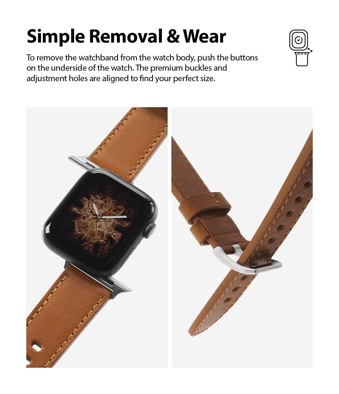 simple removal and wear - the premium buckles and adjustment holes are aligned to find your perfect size