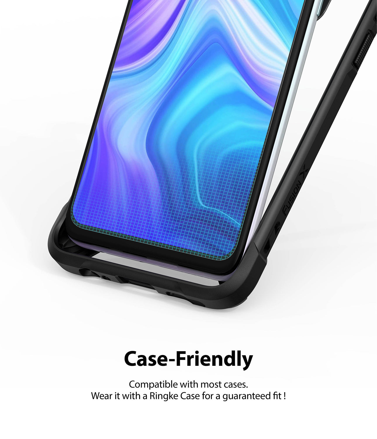 compatible with most cases. wear it with a ringke case for a guaranteed fit