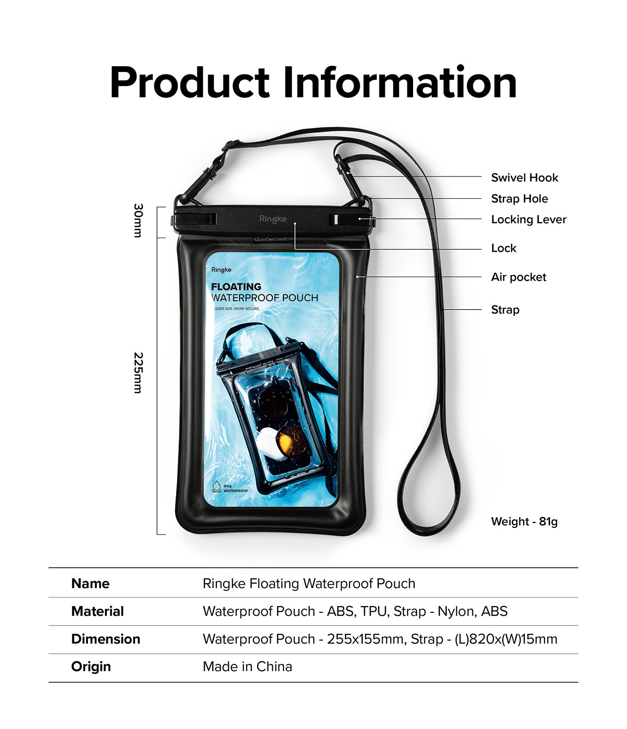 Ringke Waterproof Pouch Case | Floating - One Touch Lock - Floating Air Pockets - Large storage capacity