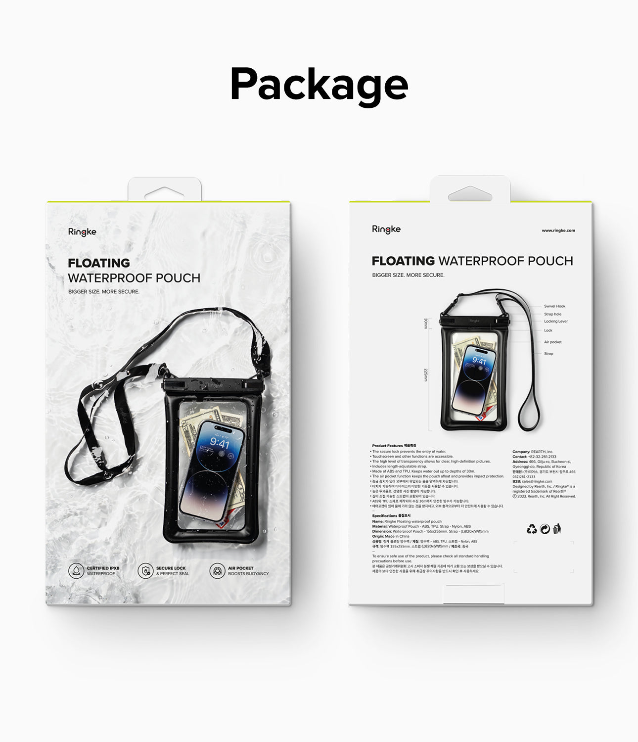 Ringke Waterproof Pouch Case | Floating - One Touch Lock - Floating Air Pockets - Large storage capacity