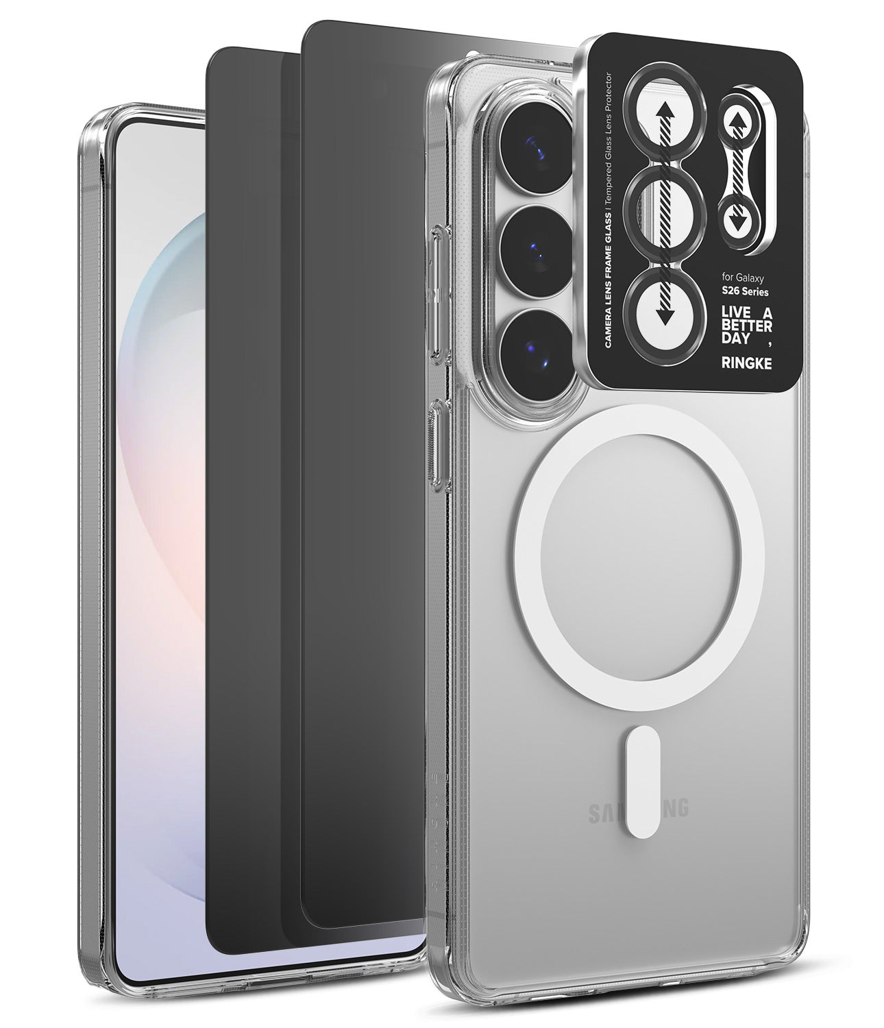 group-Clear / + Privacy Screen Protector & Camera Lens Frame Glass (2P)