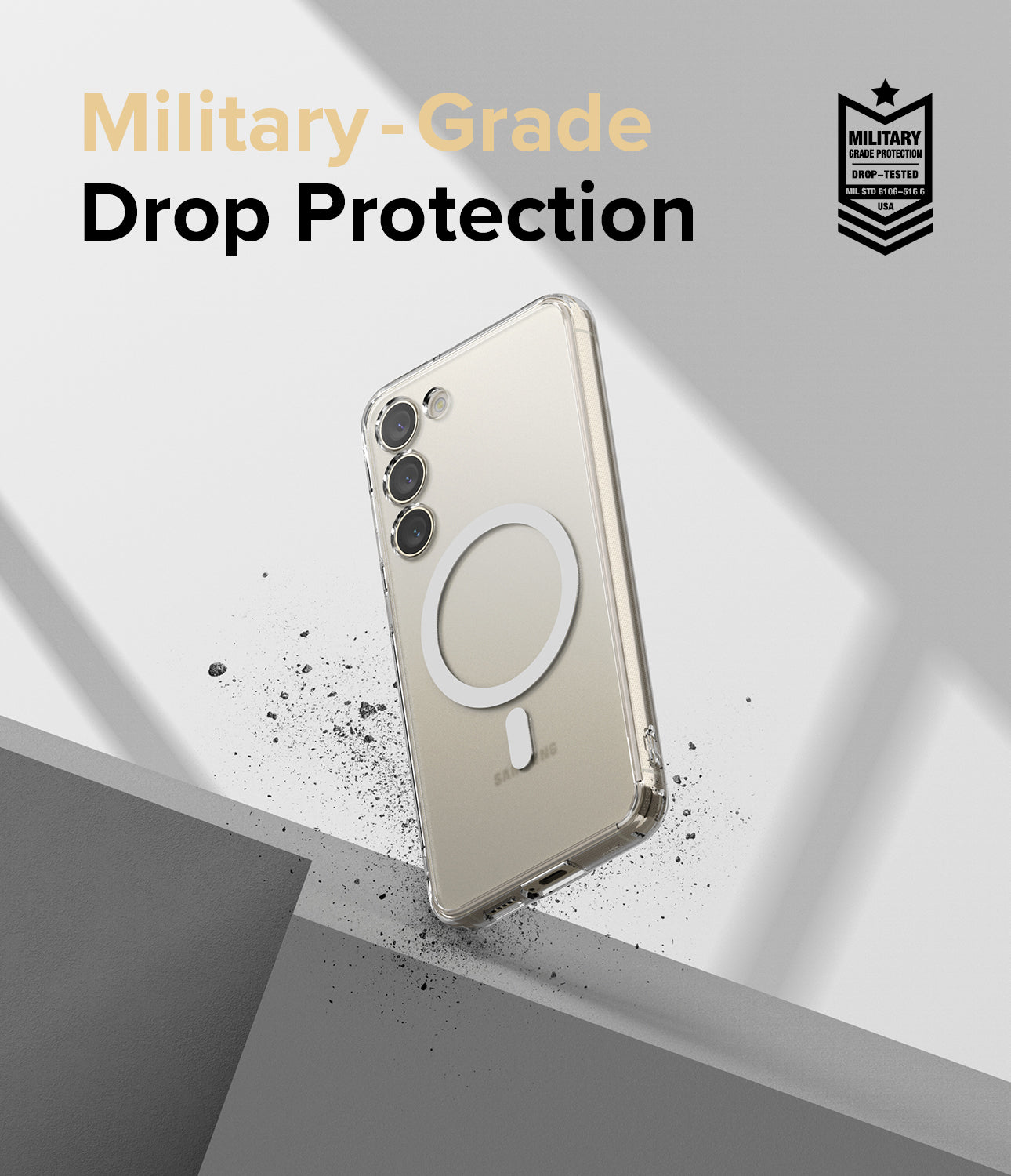 Galaxy S23 Plus Case | Phone case with military-grade drop protection feature on a gray background
