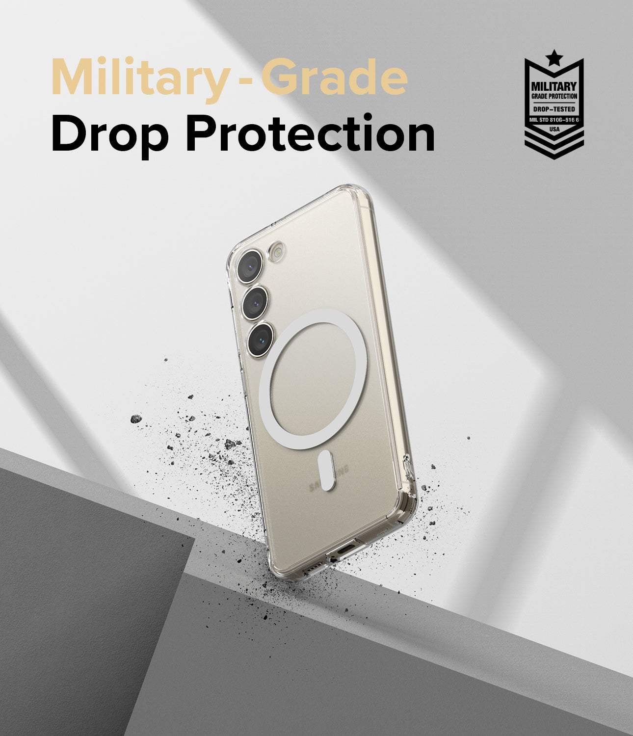 Galaxy S23 Case | Phone case with military-grade drop protection feature on a geometric background