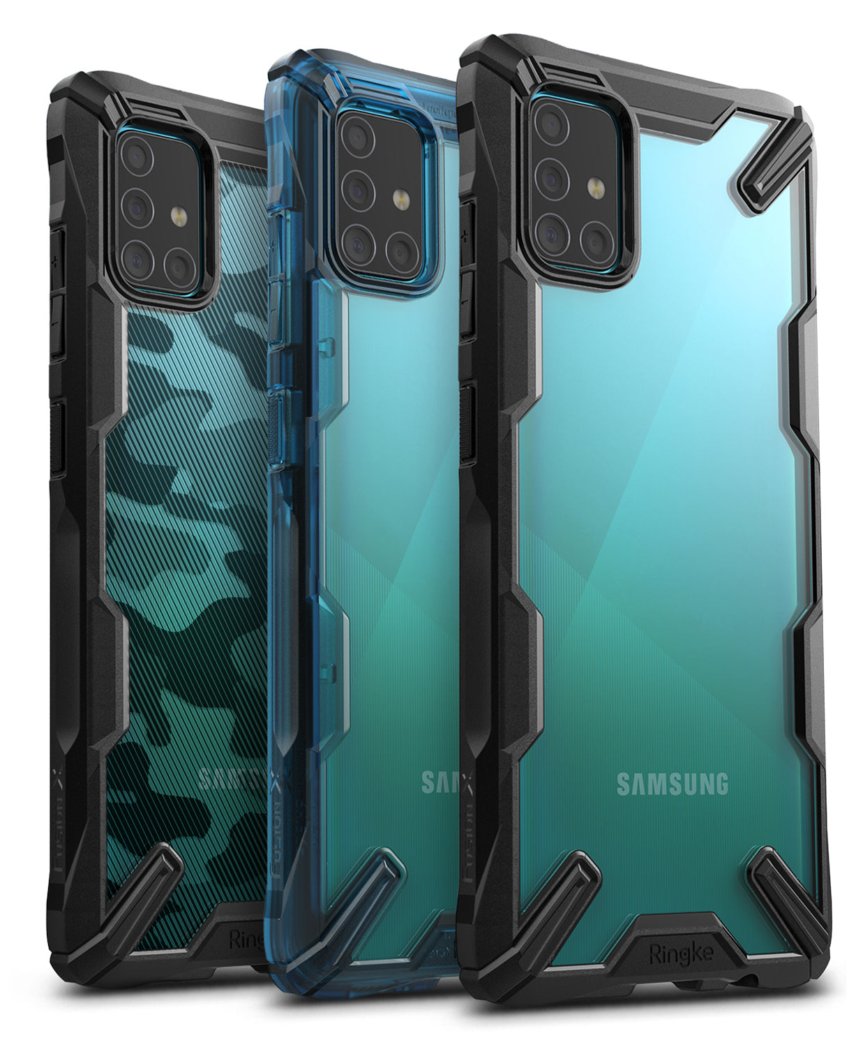 ringke galaxy a51 fusion-x camo black space blue black case