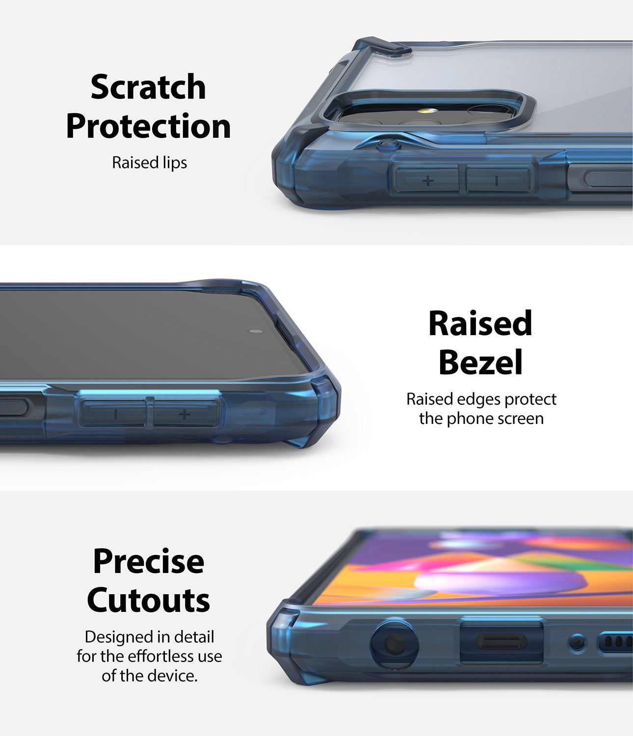 scratch protection with raised lips and bezel