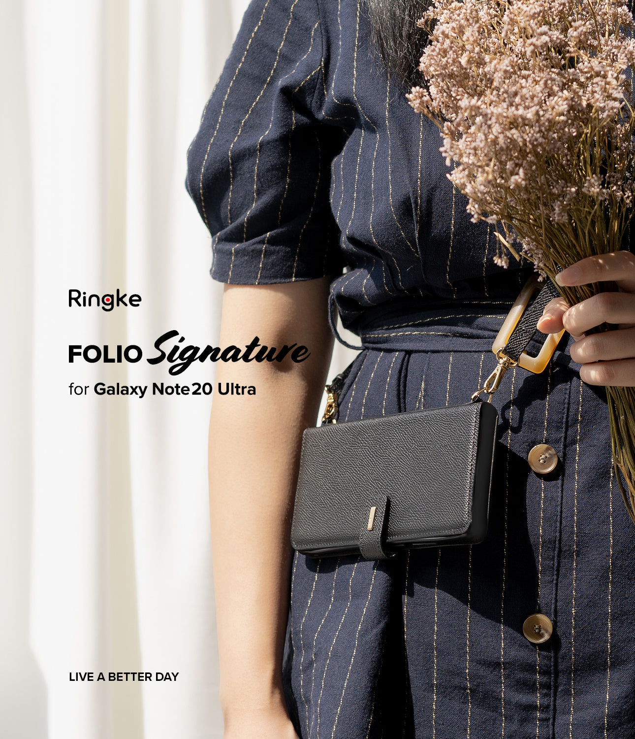 ringke signature folio case for samsung galaxy note 20 ultra - black