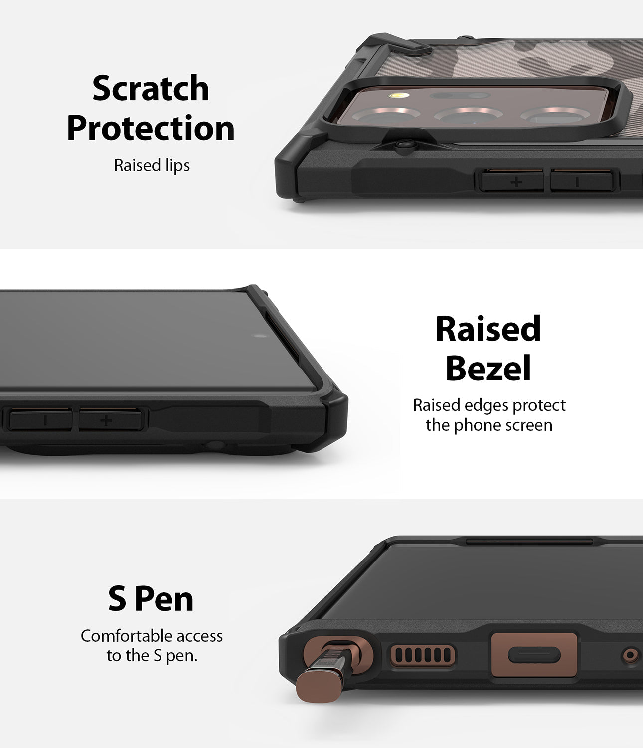 scratch protection with raised lips and bezel