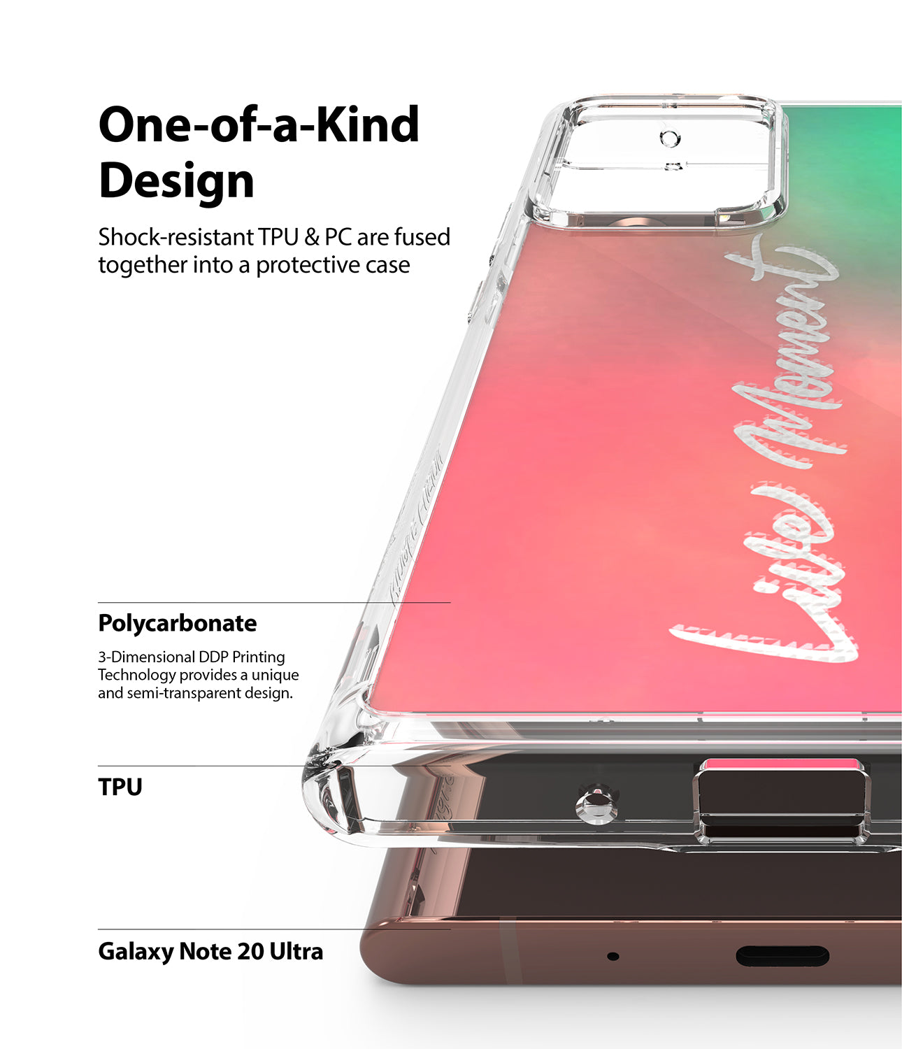 shock-resistant TPU and PC are fused together into a protective case