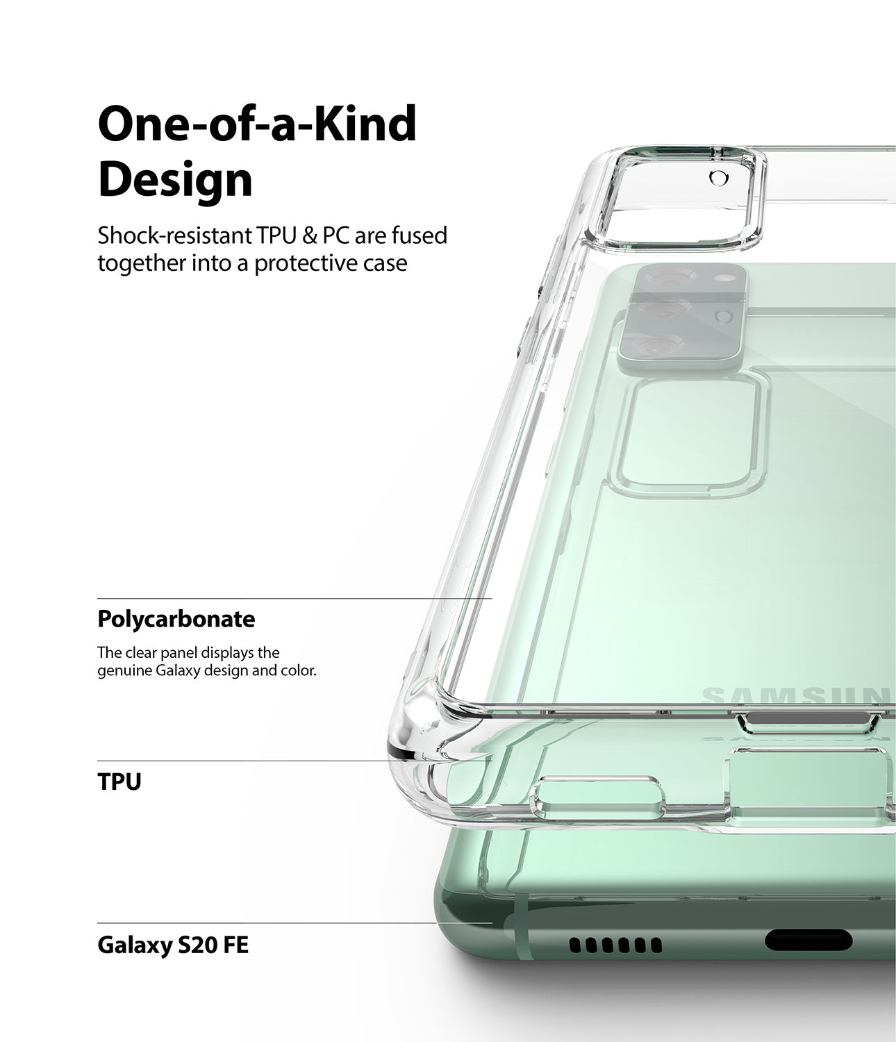 shock resistant tpu and pc are fused together into a protective case