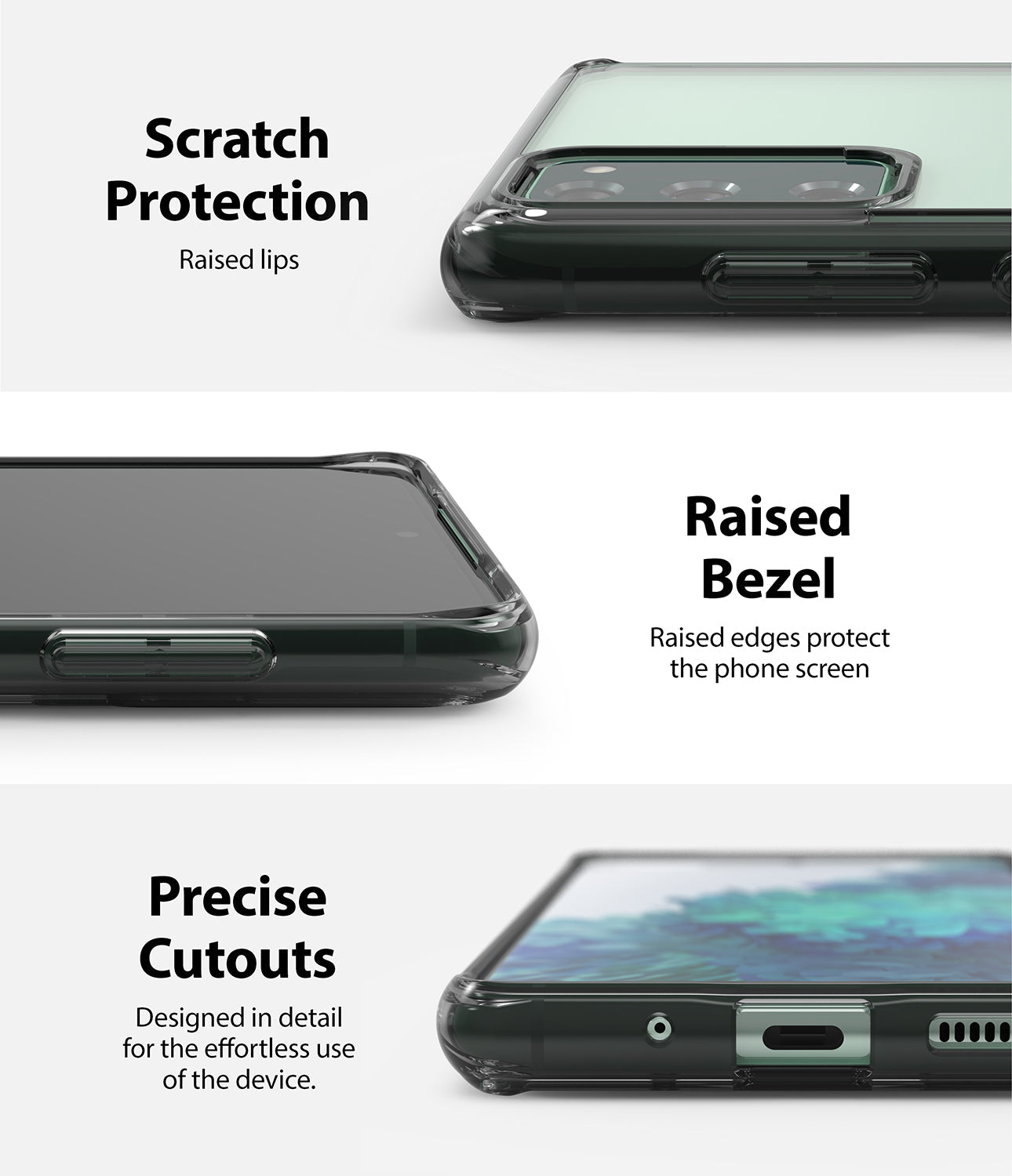 scratch protection with raised lips